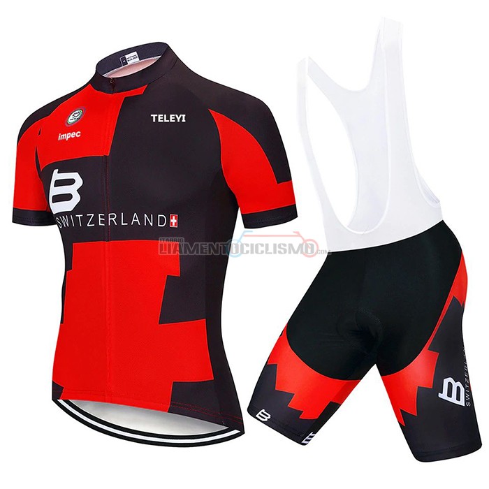 Abbigliamento Ciclismo Svizzera Manica Corta 2020 Rosso Nero